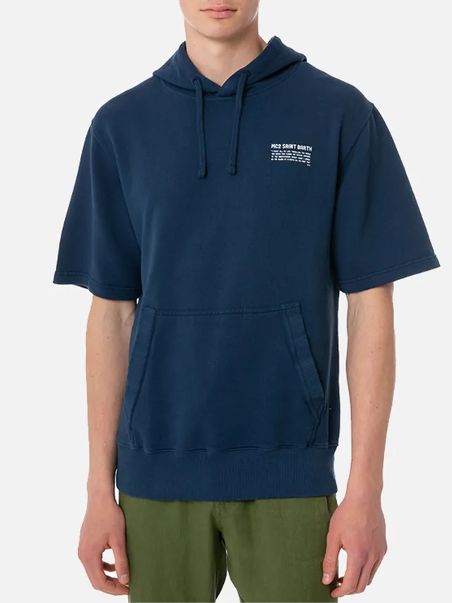 mc2-saint-barth-mike-felpa-uomo-maniche-corte-con-cappuccio-blu-navy image 1