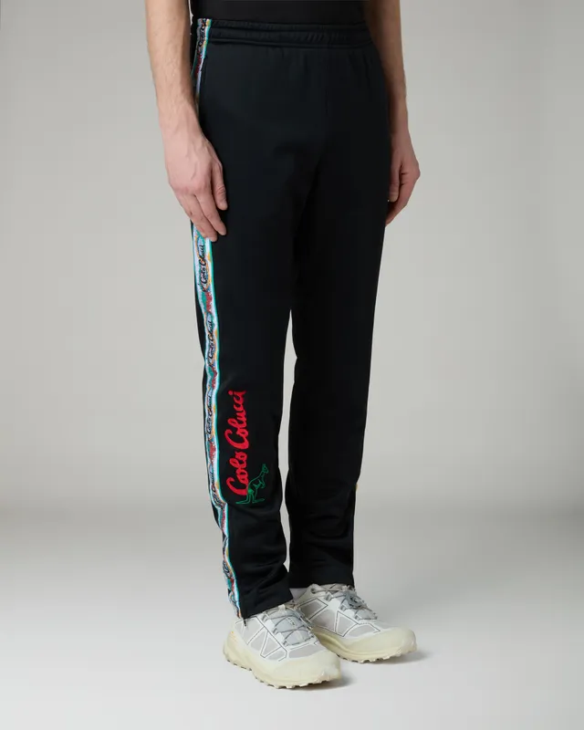 australian-color-tape-track-pant-pantalone-tuta-in-acetato-nero-slim image 1