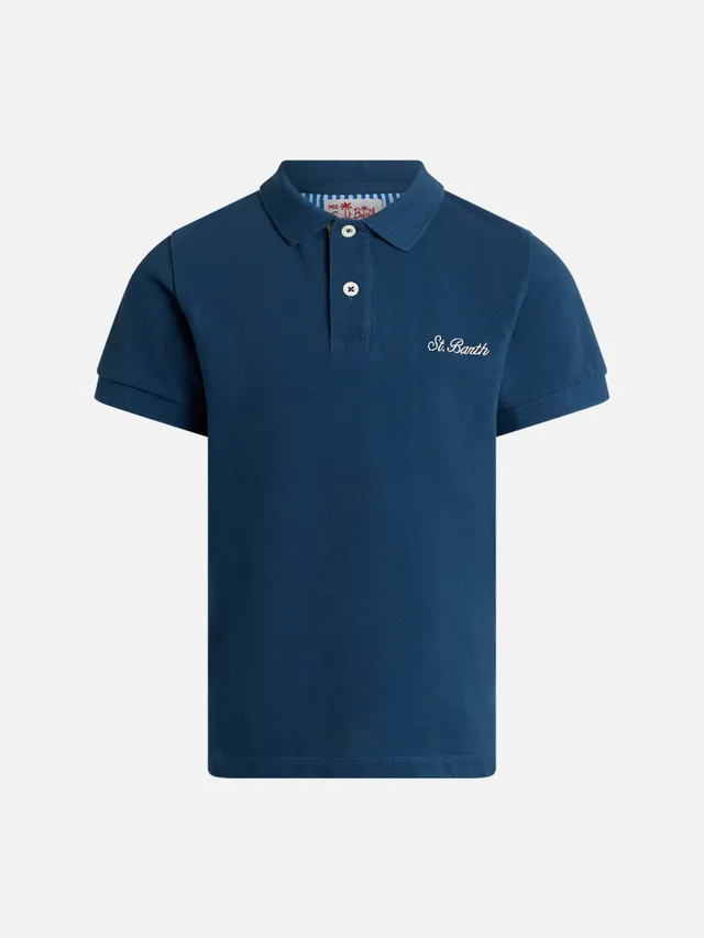 mc2-saint-barth-marvin-polo-bambino-piquet-cotone-blu-navy image 1