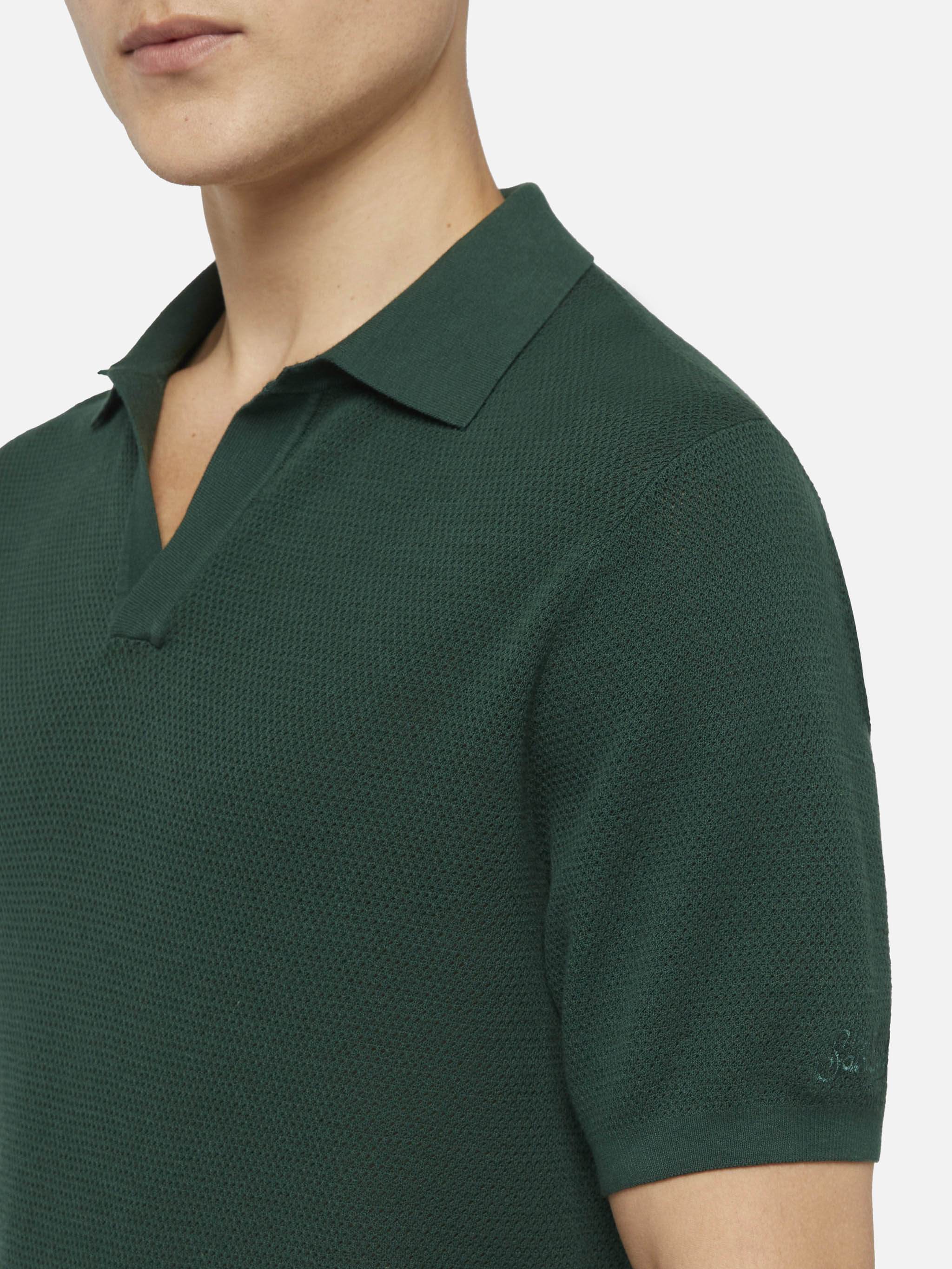 polo-sloan-mc2-saint-barth-senza-bottoni-in-maglia-a-rete-verde image 2