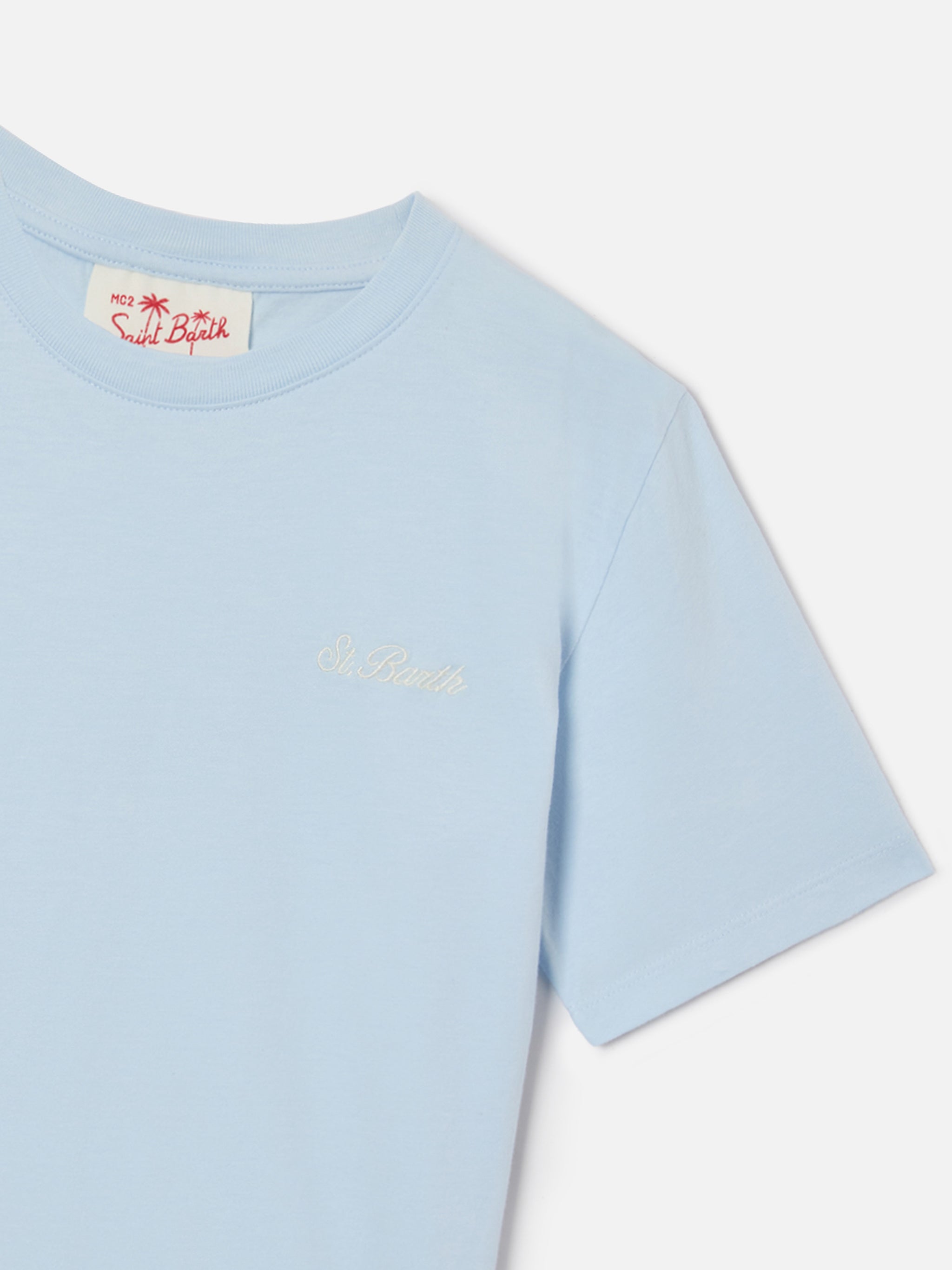 mc2-saint-barth-t-shirt-dover-jr-in-puro-cotone-azzurro-con-logo-ricamato-da-bam image 2