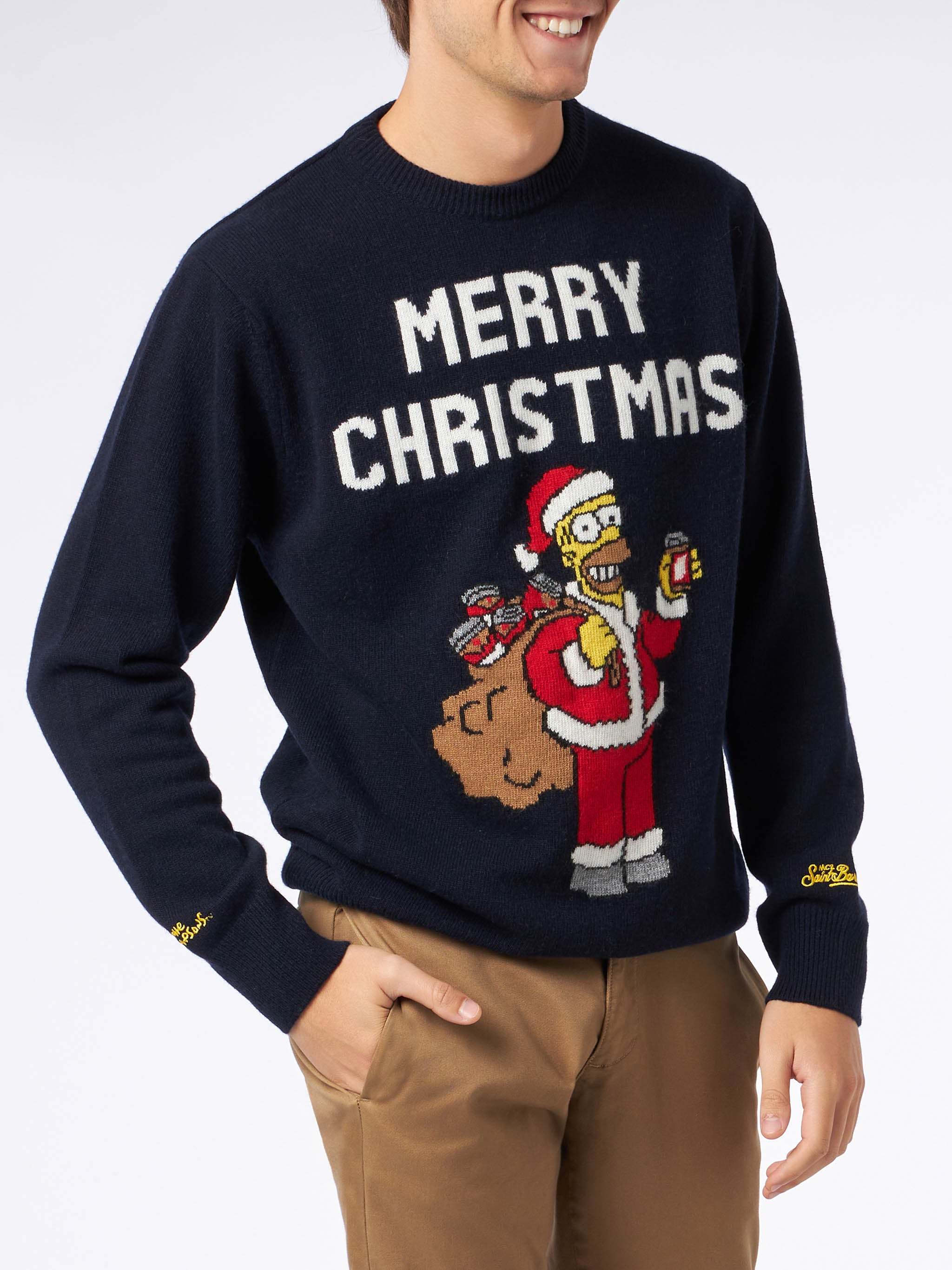 mc2-saint-barth-maglione-girocollo-heron-blu-stampa-jacquard-homer-simpson-edizi image 1