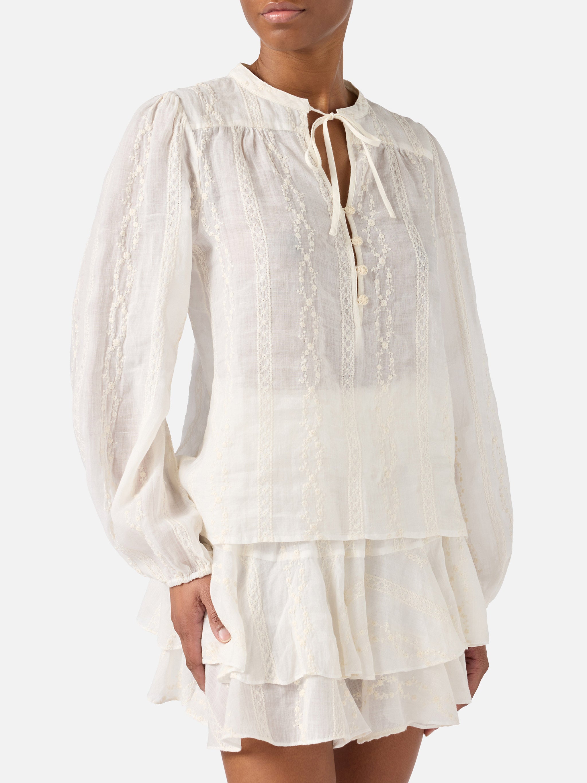 blusa-mc2-saint-barth-harper-in-ramie-beige-con-motivo-ricamato image 2