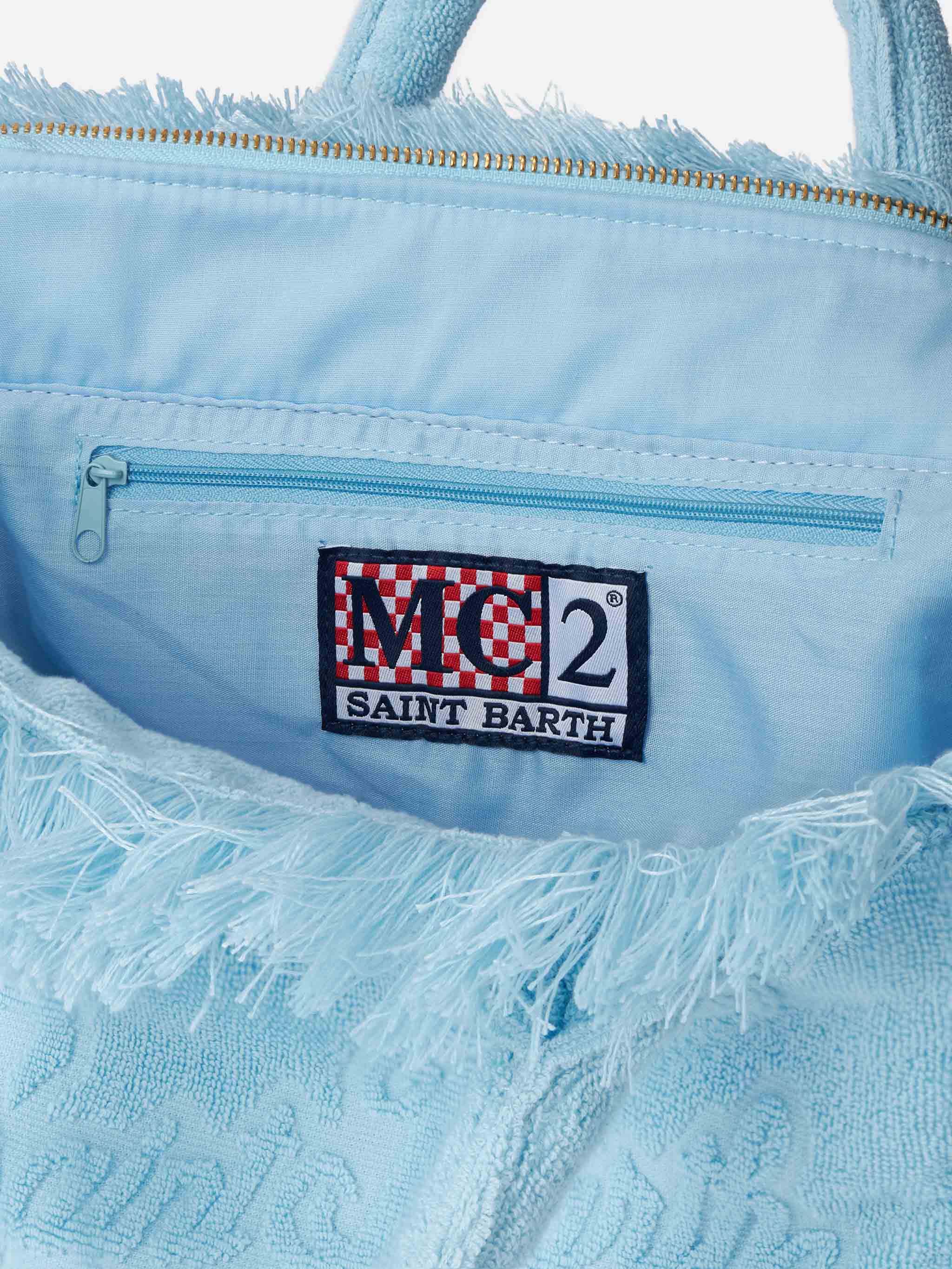 mc2-saint-barth-borsa-colette-in-spugna-azzurra-con-logo-in-rilievo image 5