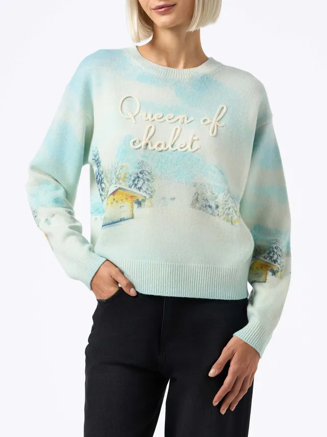 mc2-saint-barth-louise-maglia-in-misto-cashmere-bianca-stampa-chalet image 1