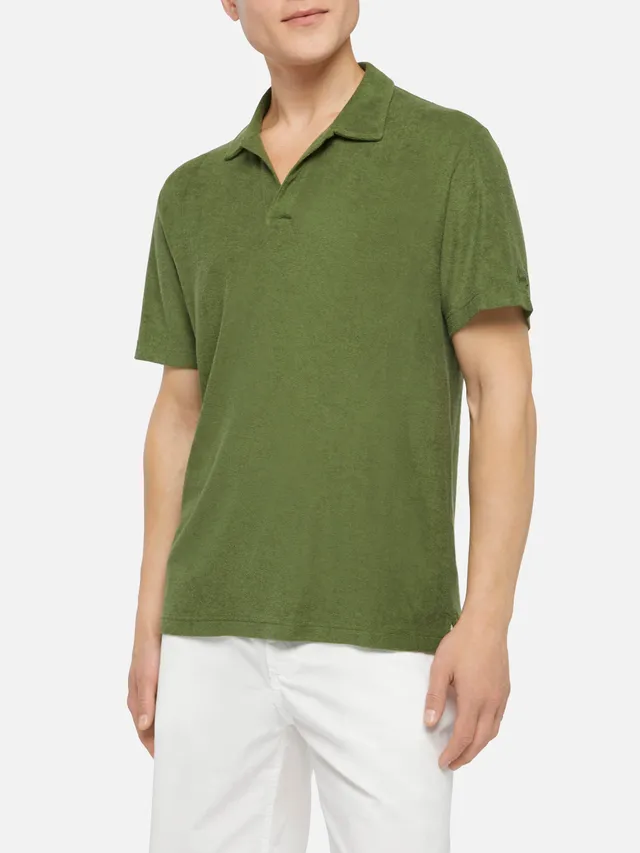 mc2-saint-barth-jeremy-polo-uomo-in-spugna-verde-militare-senza-bottoni image 1