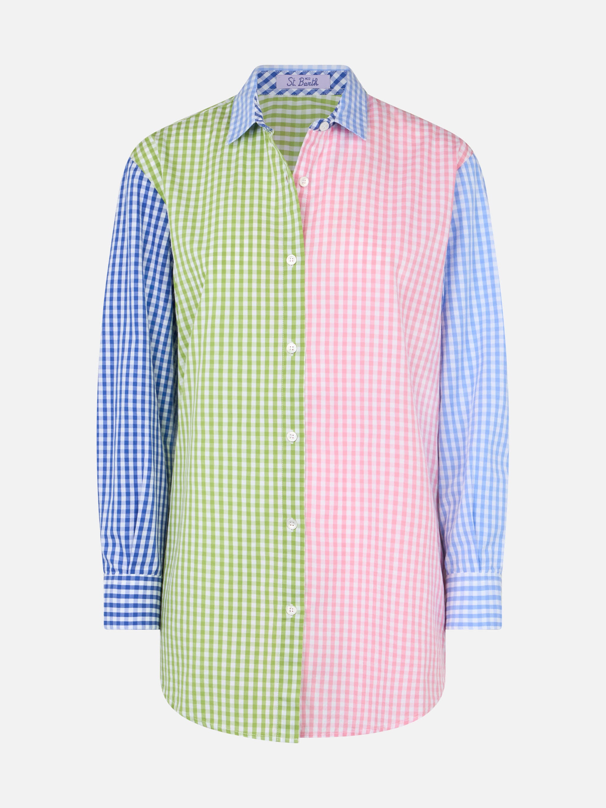 camicia-brigitte-mc2-saint-barth-in-cotone-stampa-vichy-multicolor image 4