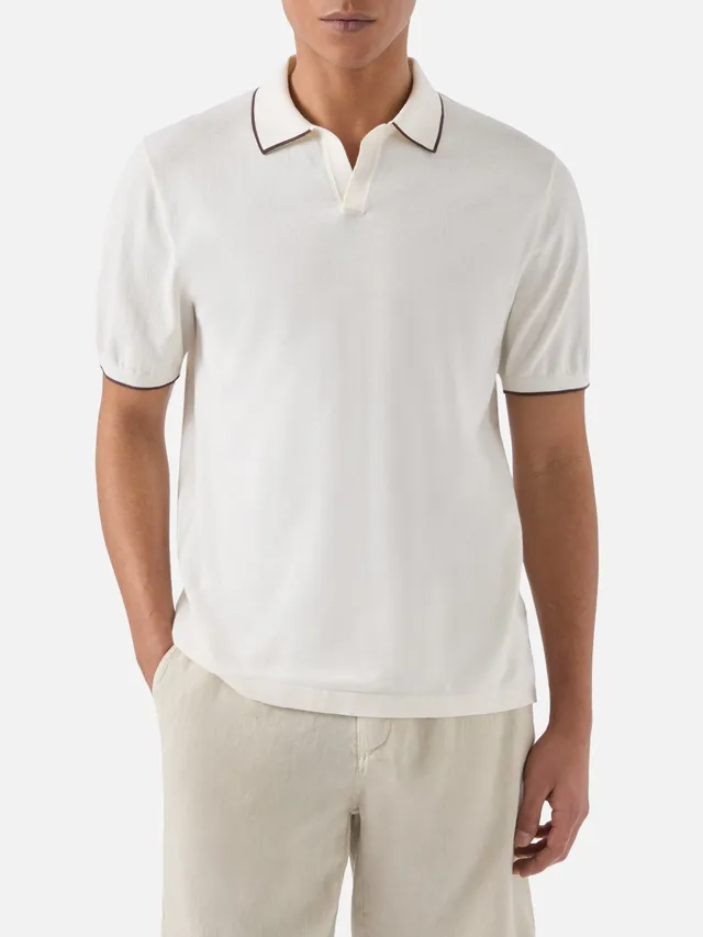 mc2-saint-barth-polo-sloan-in-cotone-high-twist-beige-con-profili-a-contrasto-uo image 1