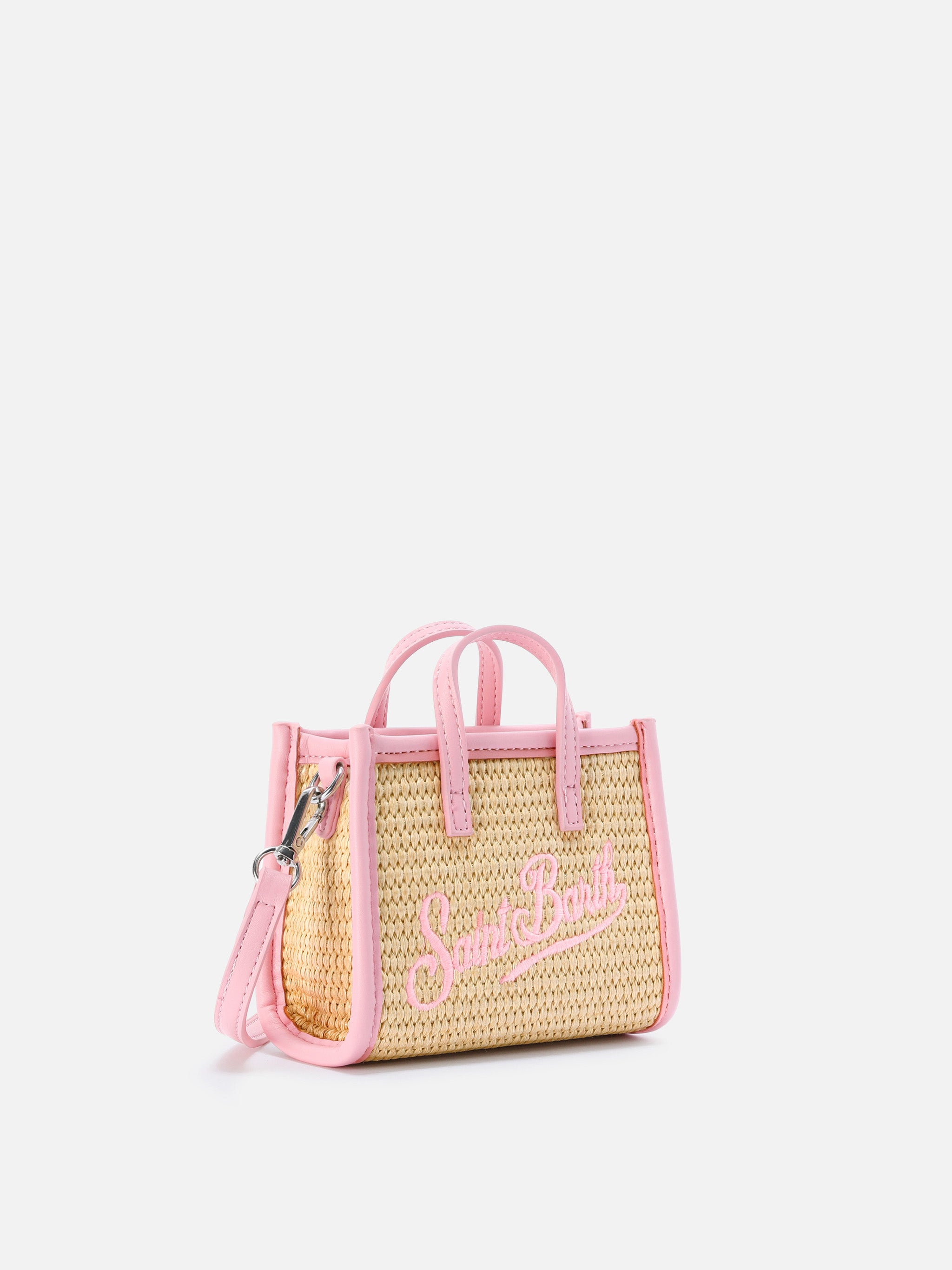 mc2-saint-barth-borsa-vivian-micro-in-tessuto-effetto-raffia-rosa-con-logo-ricam image 3