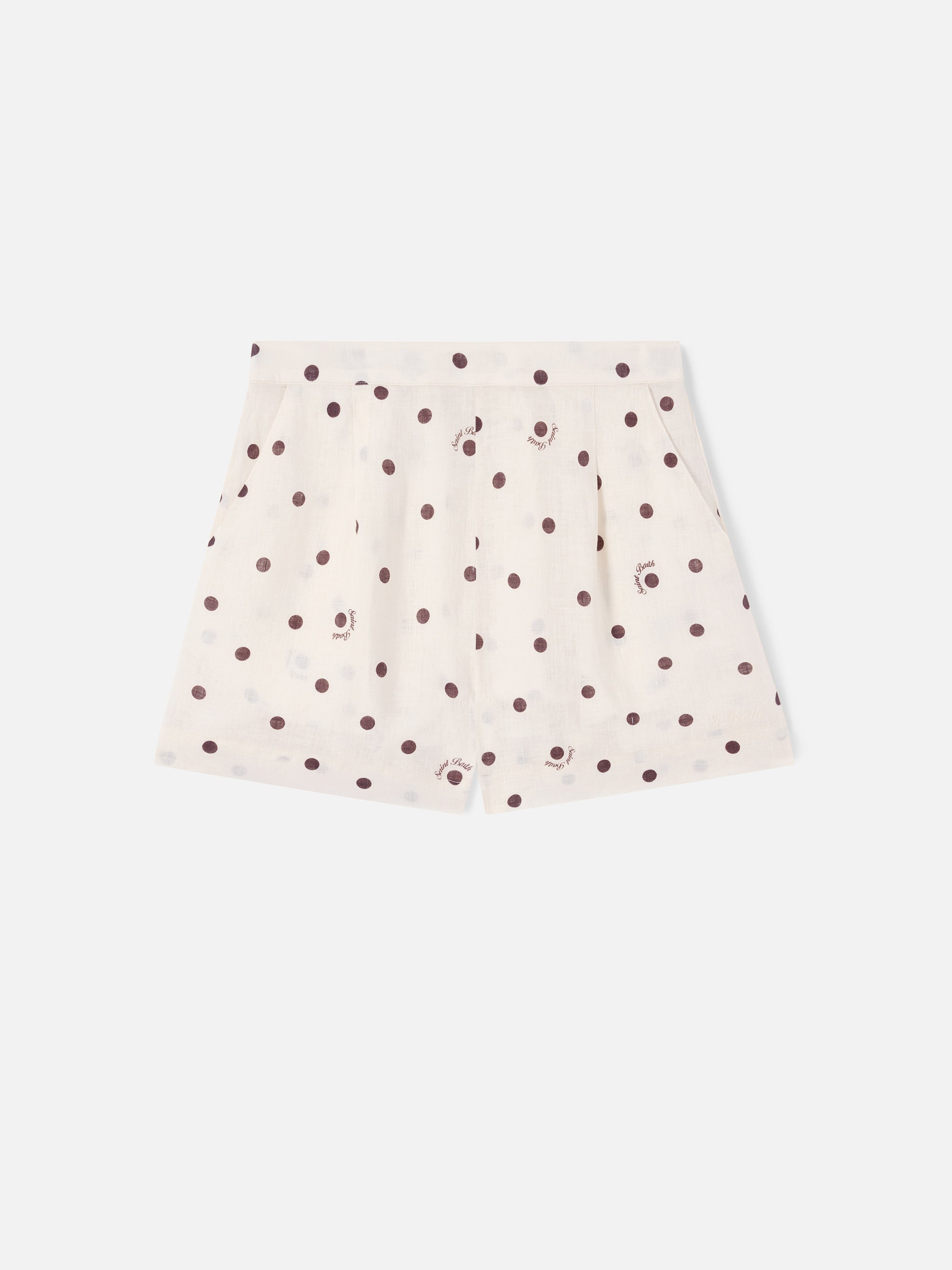 mc2-saint-barth-amani-short-donna-in-lino-beige-con-stampa-a-pois image 5