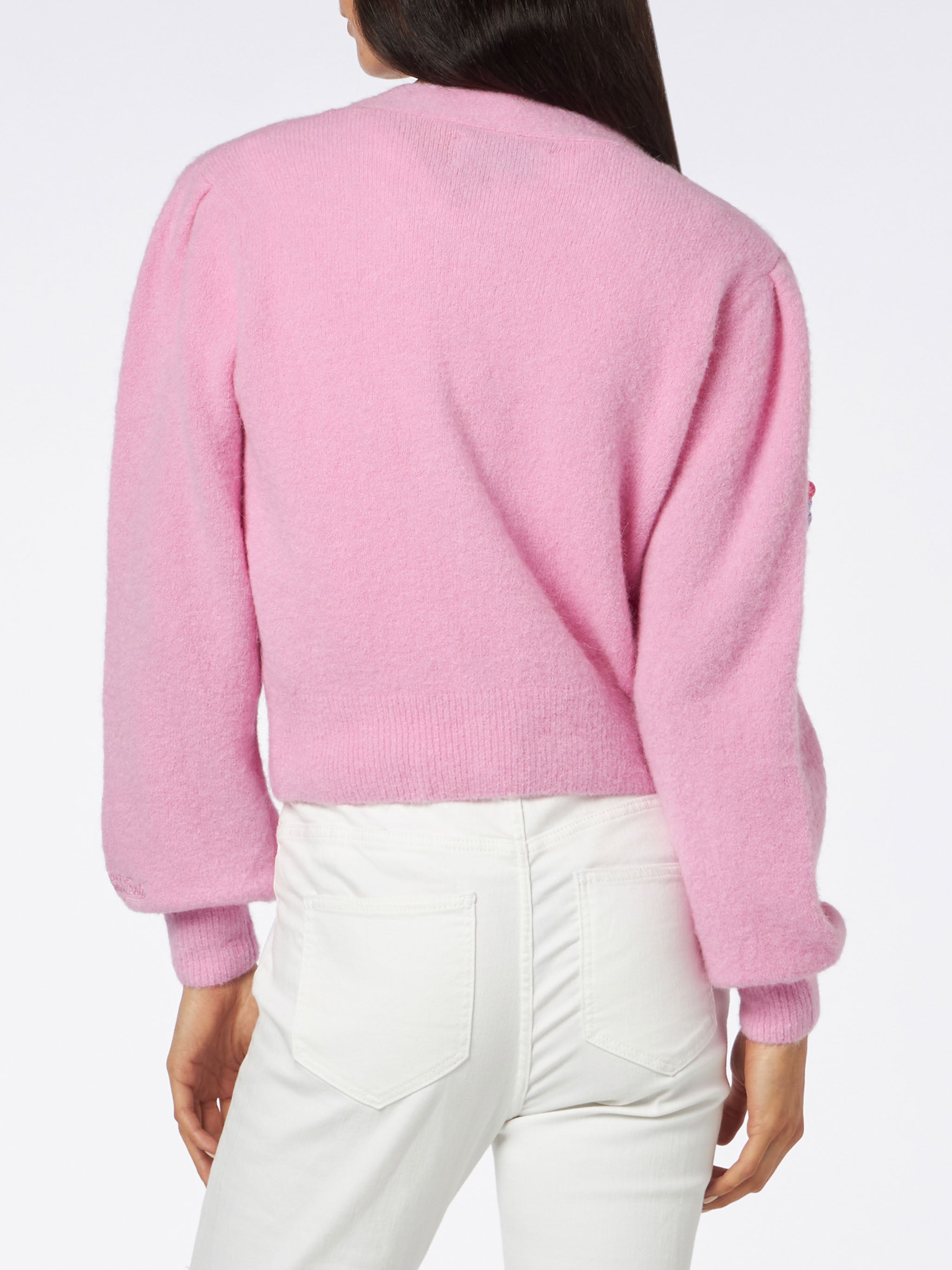 mc2-saint-barth-cardigan-lyza-soft-cropped-in-misto-alpaca-rosa-con-cuori-croche image 2