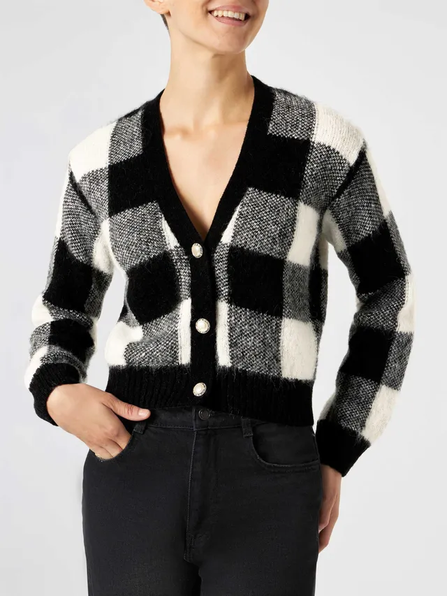 cardigan-corto-donna-mc2-saint-barth-megeve-fantasia-vichy-bottoni-gioiello image 1