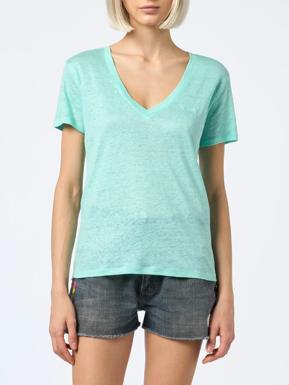 mc2-saint-barth-t-shirt-eloise-in-lino-verde-salvia-con-ricamo image 1