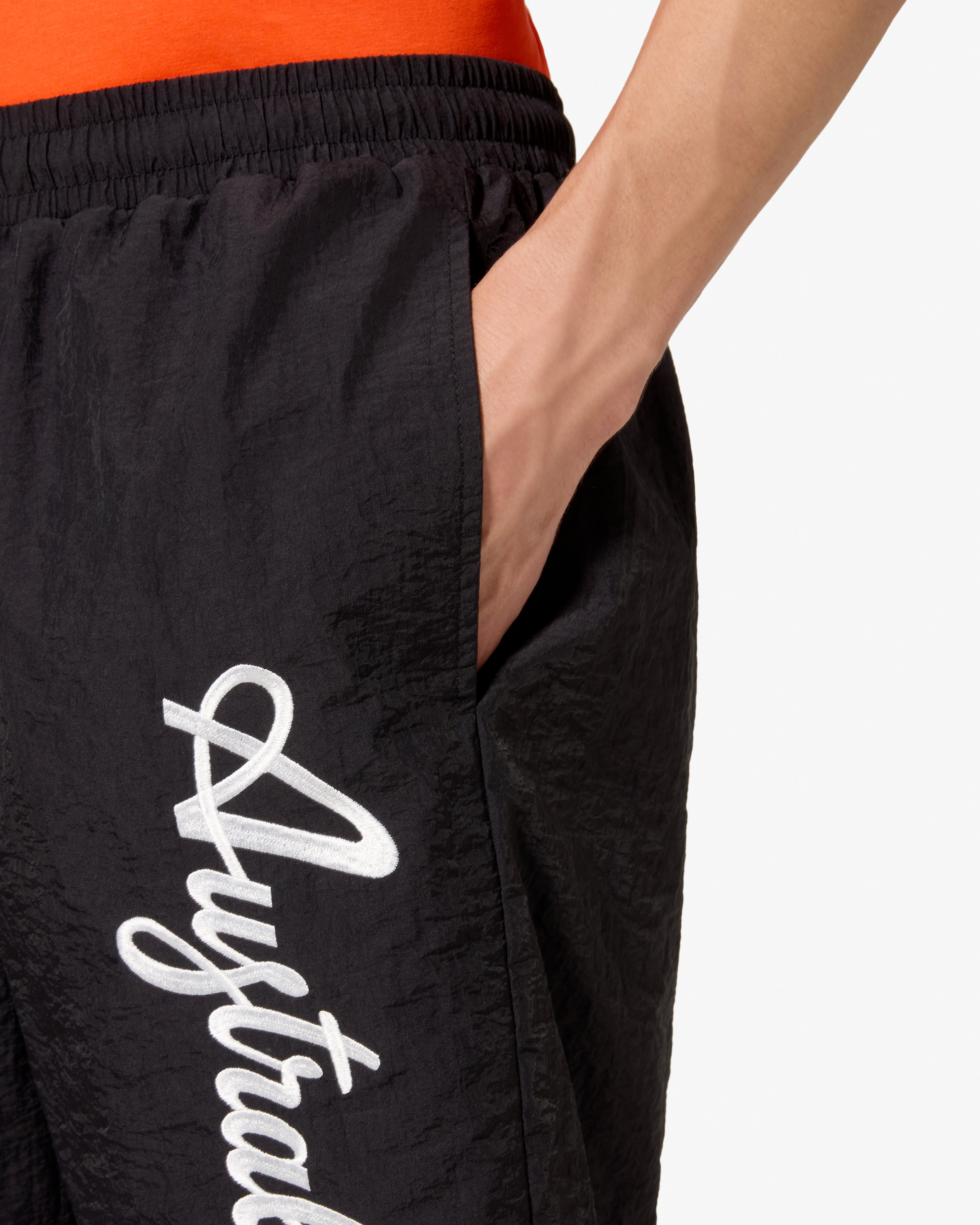 australian-league-embroidery-logo-short-nero-con-fodera-in-rete image 4