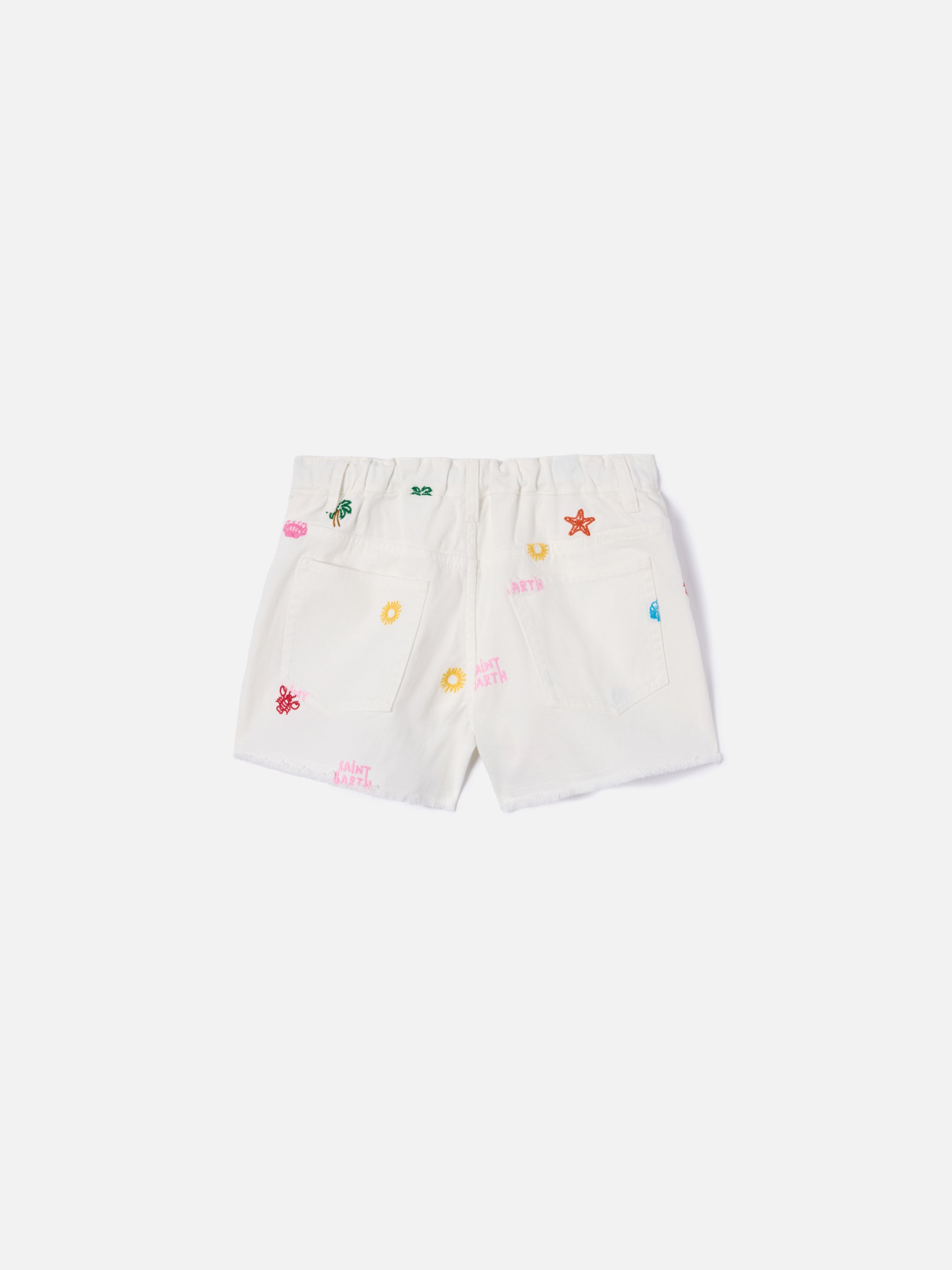 short-mc2-saint-barth-kiko-jr-in-denim-con-ricami-multicolor image 3