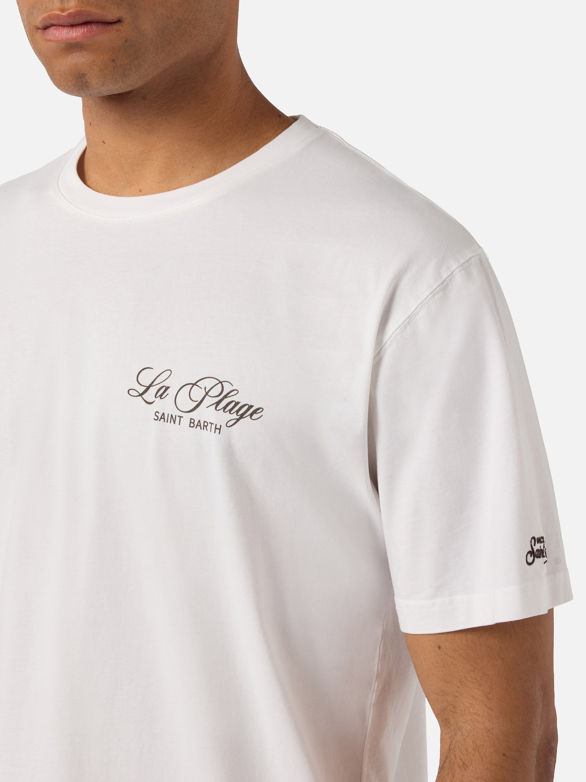 mc2-saint-barth-portland-t-shirt-bianca-cotone-stampa-la-plage image 4