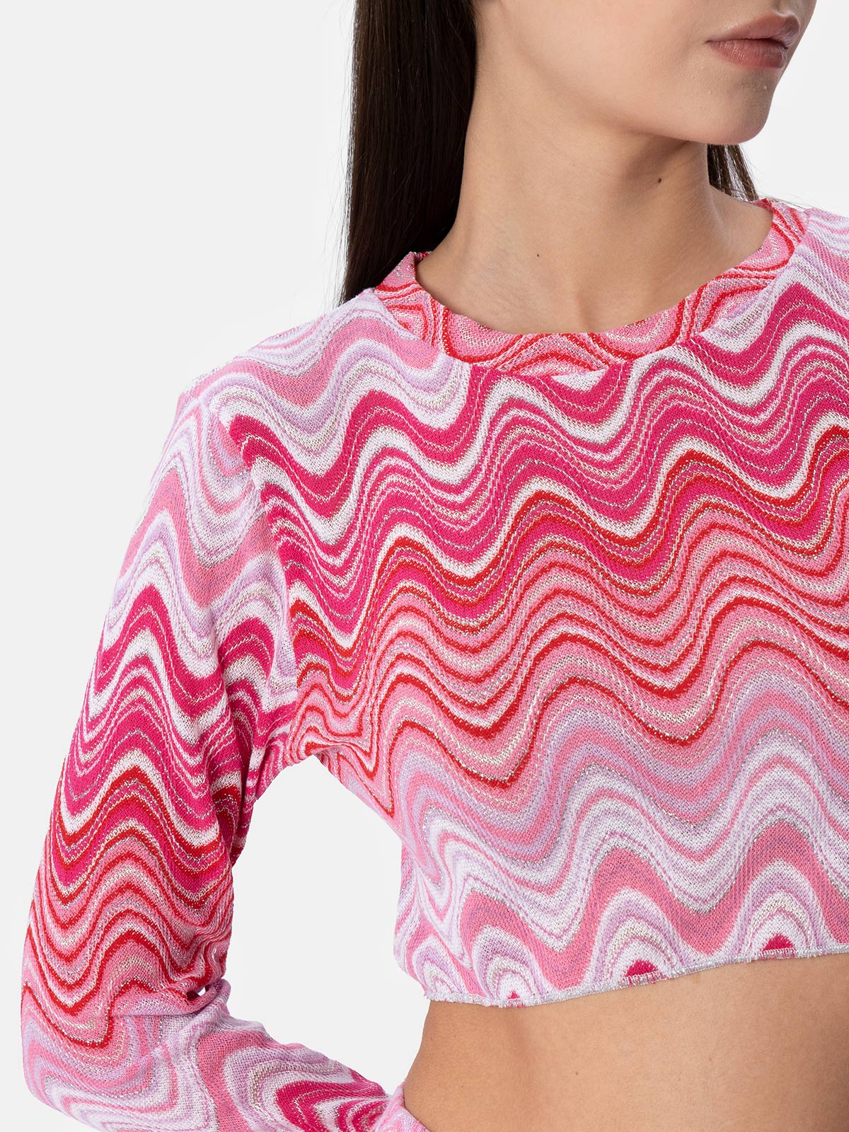 mc2-saint-barth-t-shirt-cropped-siviglia-in-maglia-raschel-rosa image 3