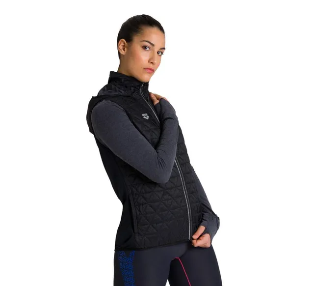arena-padded-gilet-smanicato-donna-nero-con-cappuccio-taglia-xs image 1