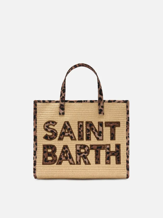 mc2-saint-barth-borsa-vivian-medium-effetto-raffia-beige-con-patch-logo-leoparda image 1