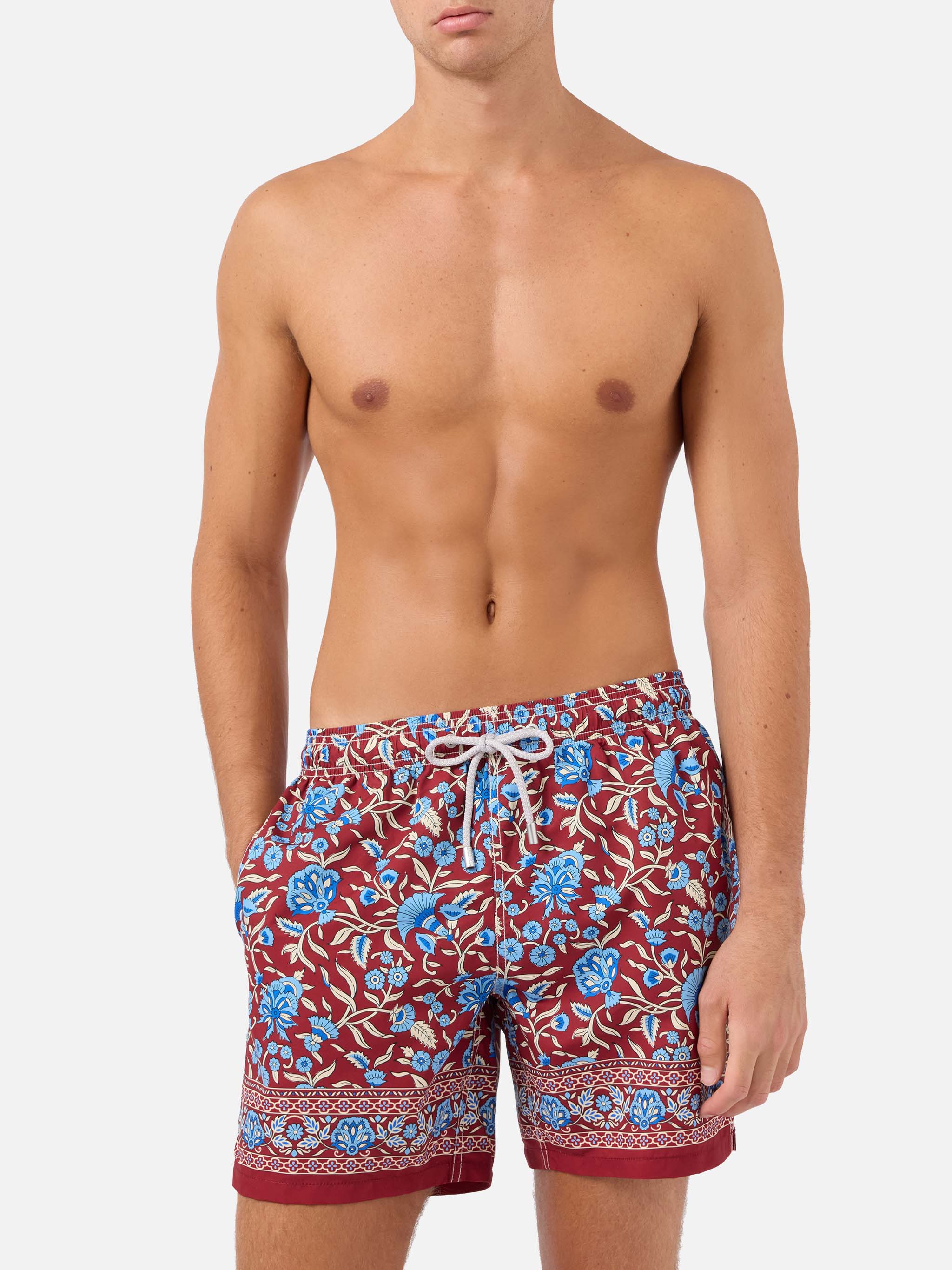 mc2-saint-barth-gustavia-costume-mare-boxer-bordeaux-con-stampa-floreale image 5