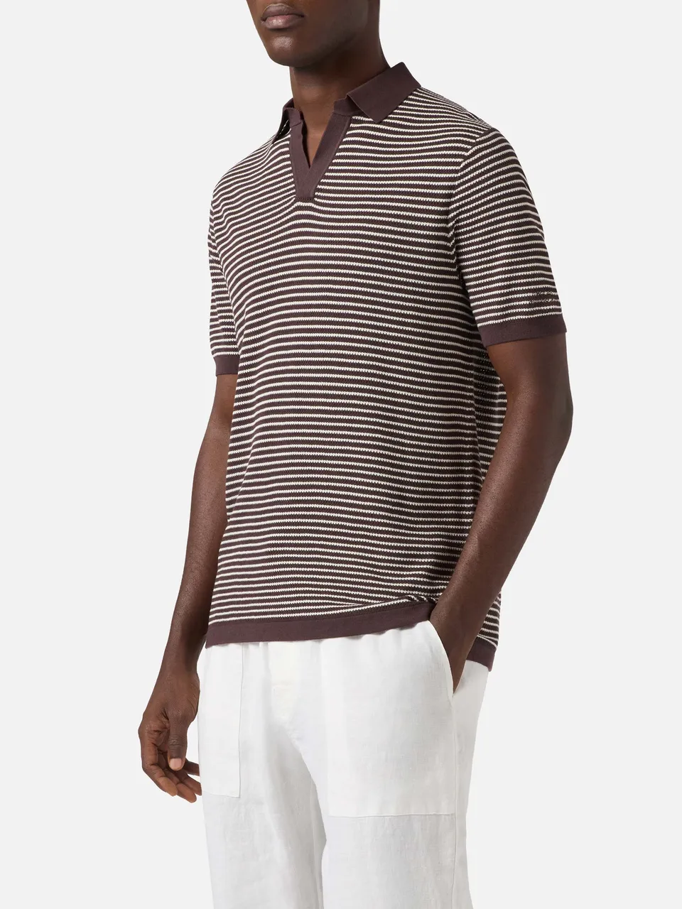 mc2-saint-barth-polo-sloan-in-cotone-pregiato-high-twist-a-righe-marroni image 1