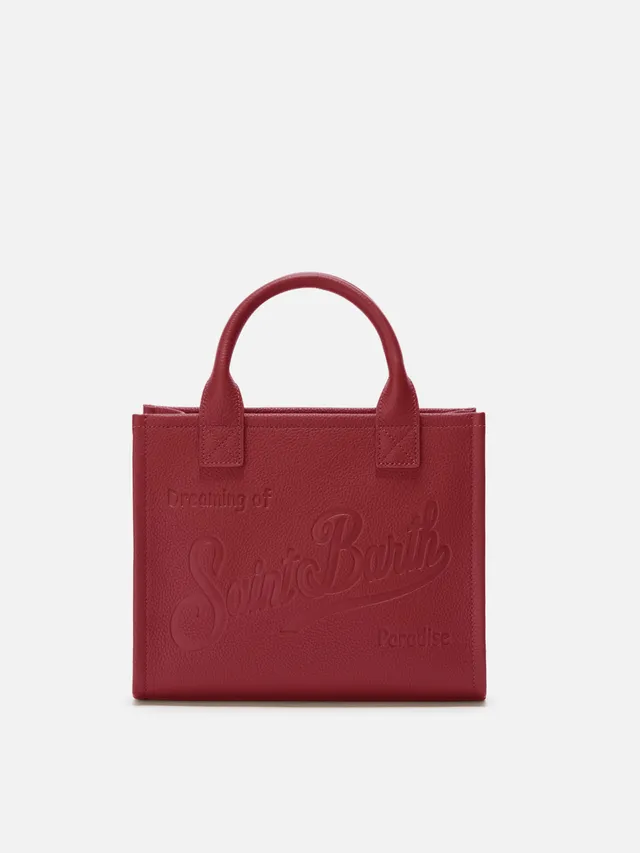 mc2-saint-barth-vanity-bag-midi-borsa-a-spalla-pelle-martellata-bordeaux image 1