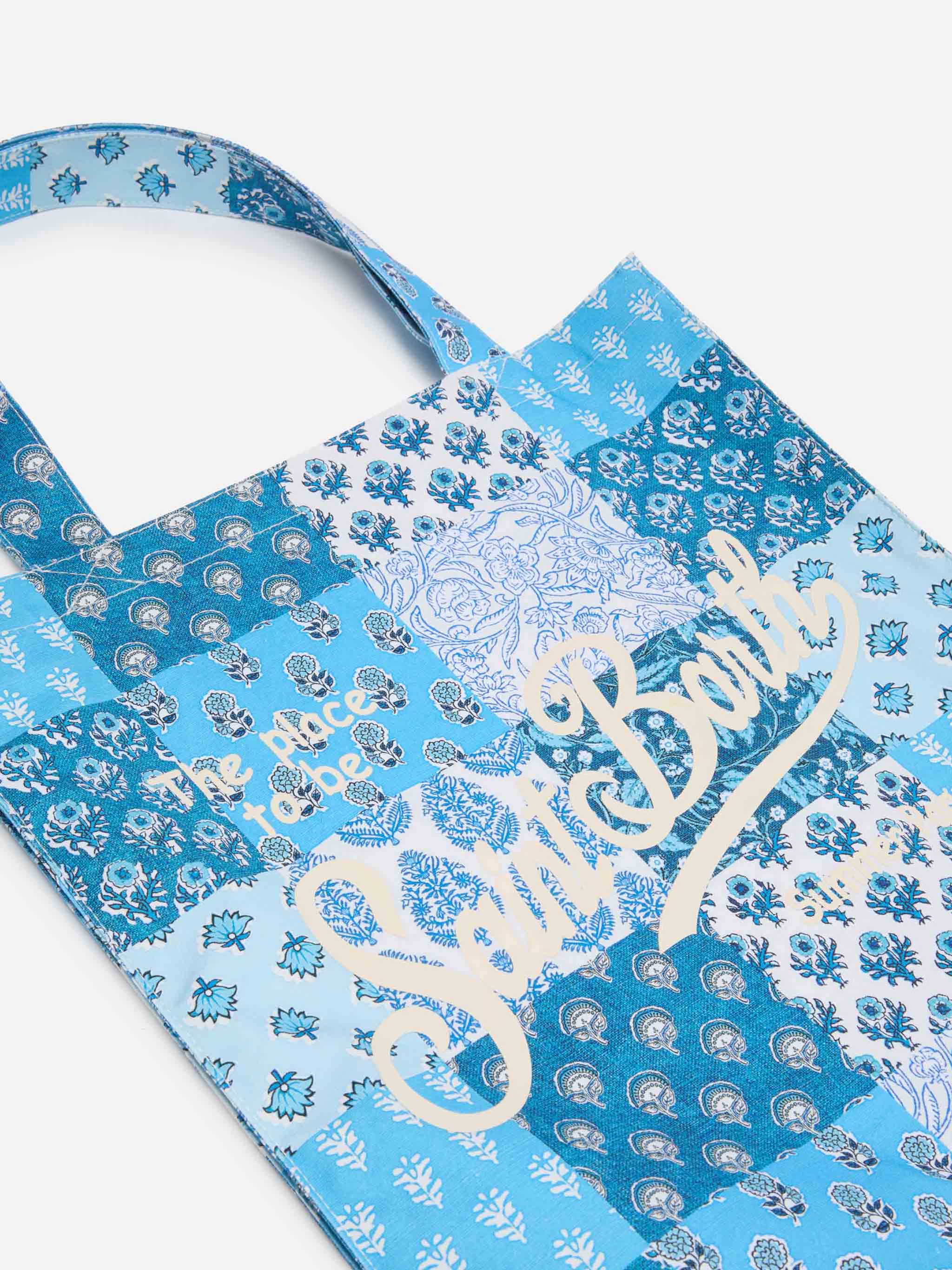 mc2-saint-barth-borsa-essential-in-cotone-floreale-con-logo-saint-barth image 3