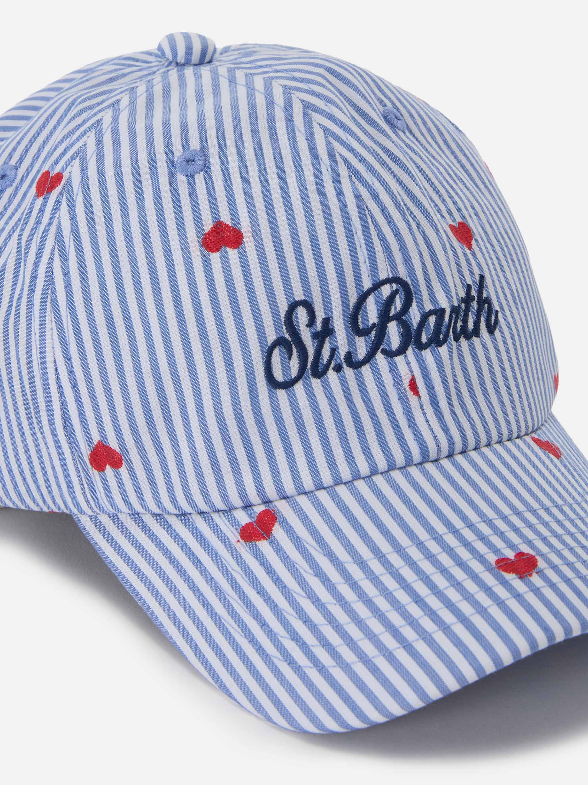 mc2-saint-barth-cappellino-baseball-per-bambino-con-visiera-in-cotone-a-righe-az image 2