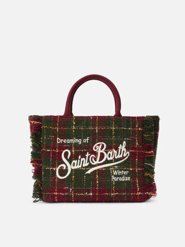 mc2-saint-barth-colette-tweed-borsa-a-mano-bordeaux-check-27x25x14-cm image 1