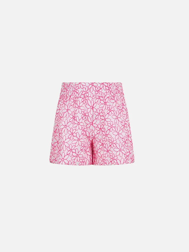 mc2-saint-barth-pantaloncini-da-bambina-in-cotone-con-ricamo-margherite-bianco-m image 1
