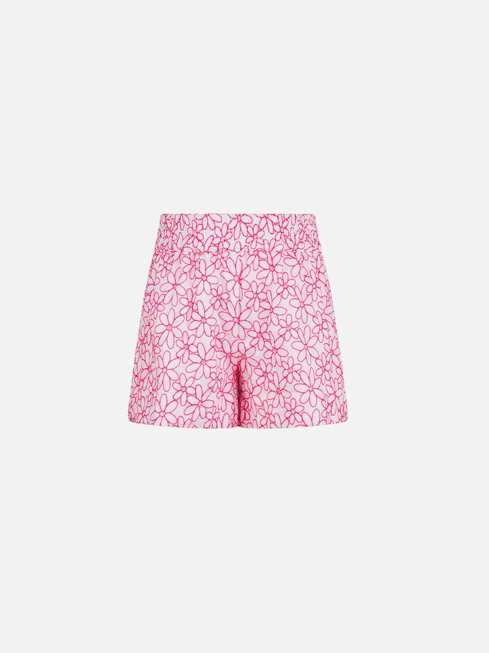 mc2-saint-barth-pantaloncini-da-bambina-in-cotone-con-ricamo-margherite-bianco-m image 1