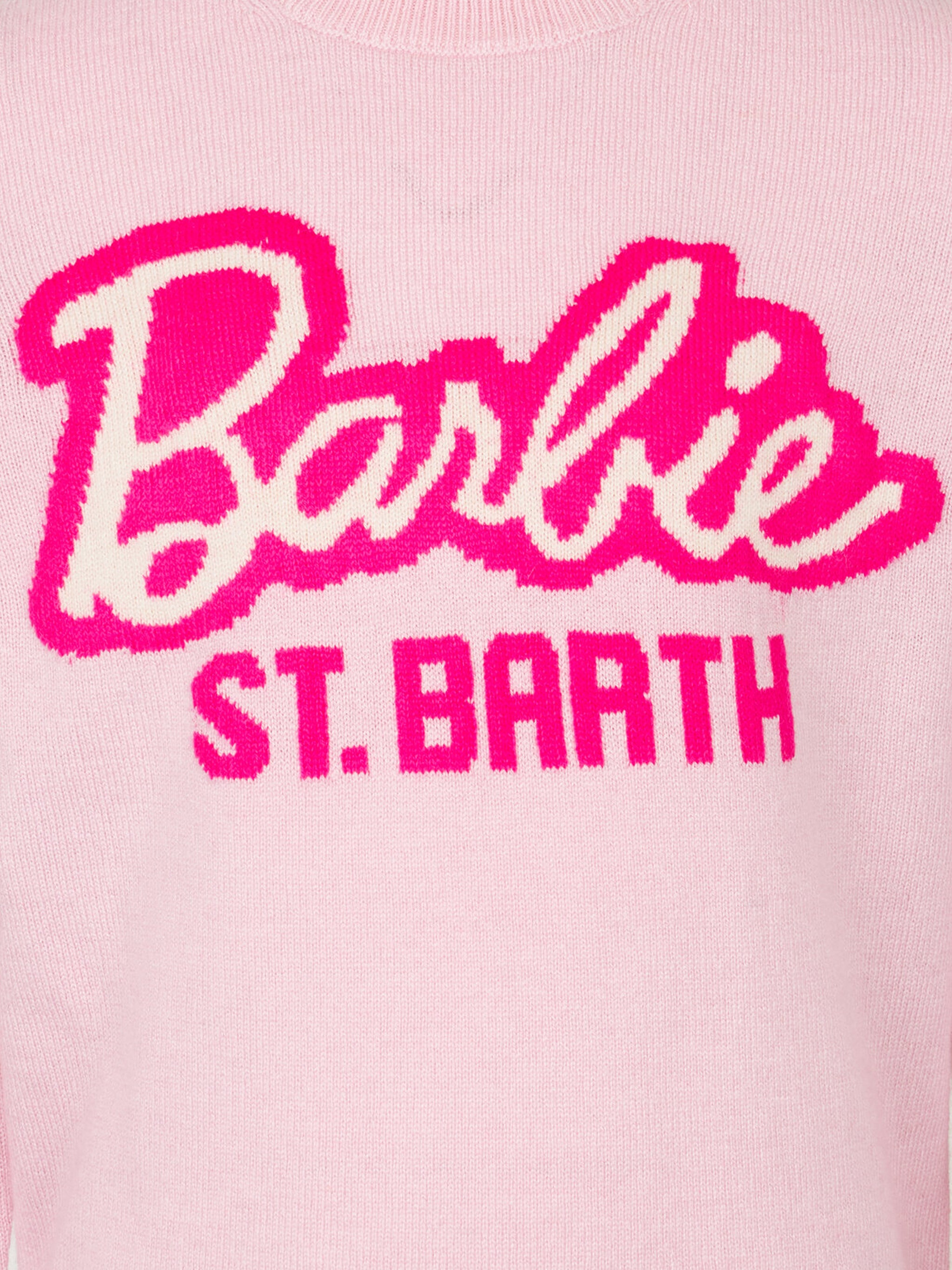 mc2-saint-barth-maglione-da-bambina-a-girocollo-rosa-con-stampa-barbie-edizione- image 2
