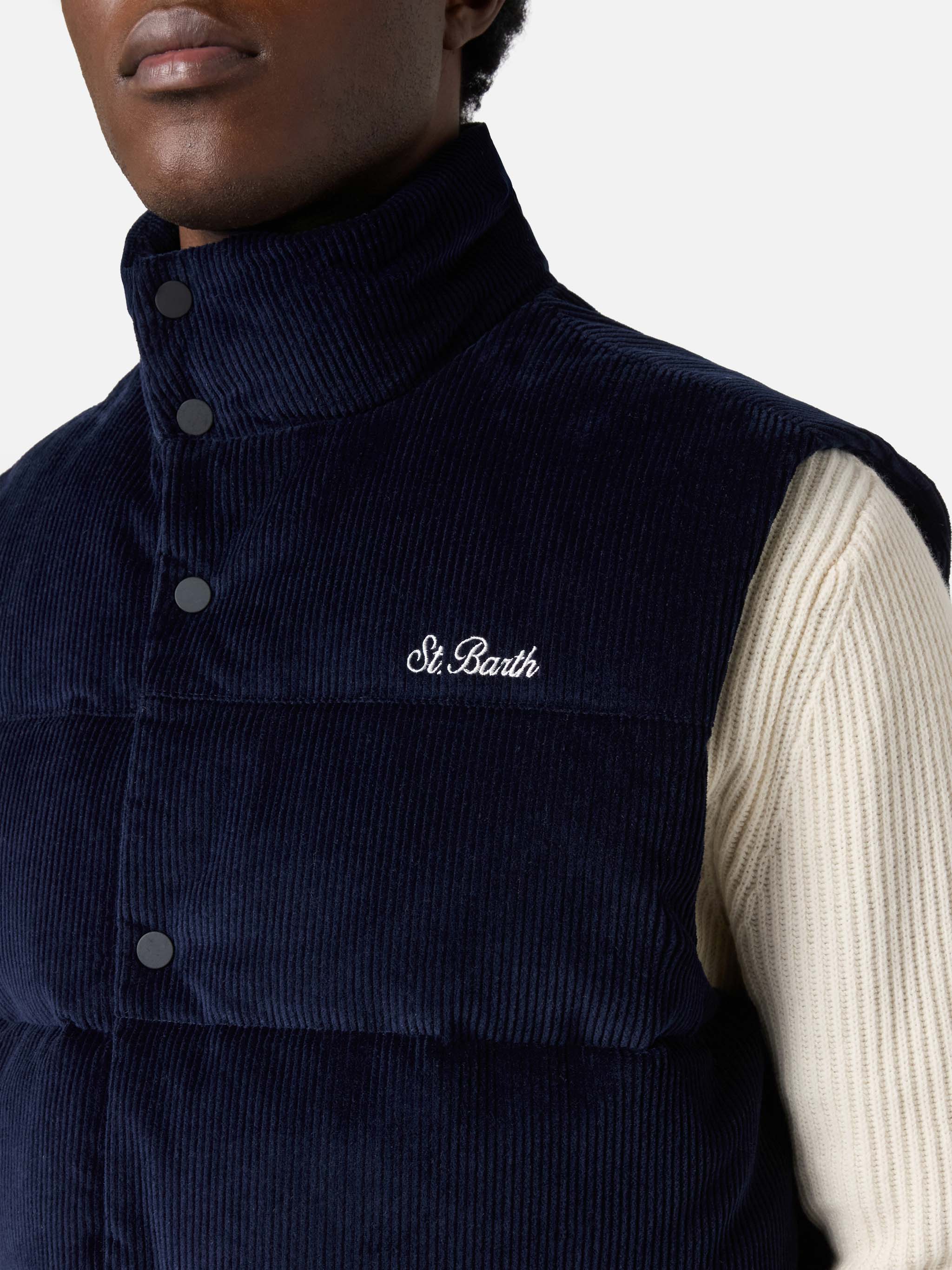 mc2-saint-barth-gilet-thunder-uomo-in-corduroy-blu-navy-imbottito-in-piuma image 4