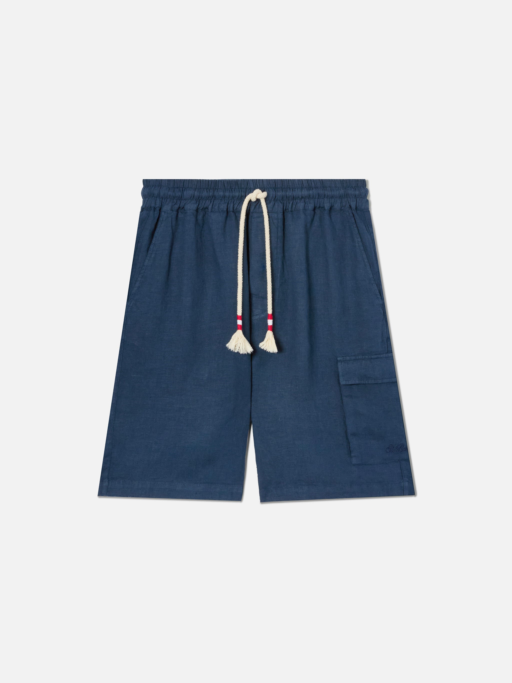 mc2-saint-barth-bermuda-marseille-uomo-in-puro-lino-blu-navy-tinta-unita image 4
