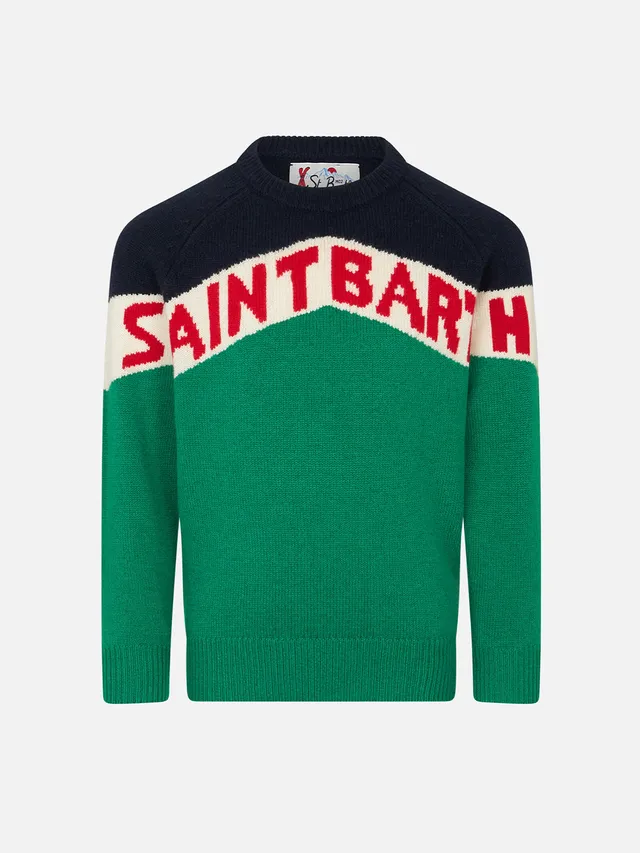 mc2-saint-barth-danya-maglione-bambino-girocollo-verde-blu-saint-barth image 1