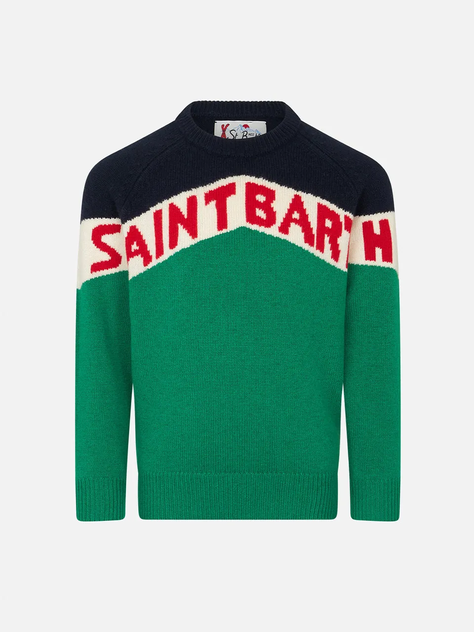 mc2-saint-barth-danya-maglione-bambino-girocollo-verde-blu-saint-barth image 1