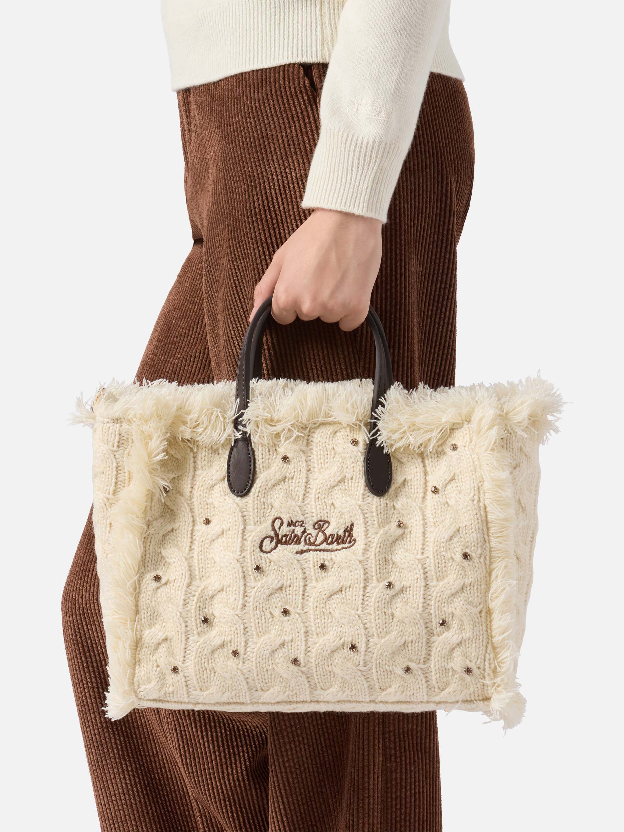 mc2-saint-barth-borsa-colette-wool-braid-bianca-con-strass-e-tracolla-removibile image 2