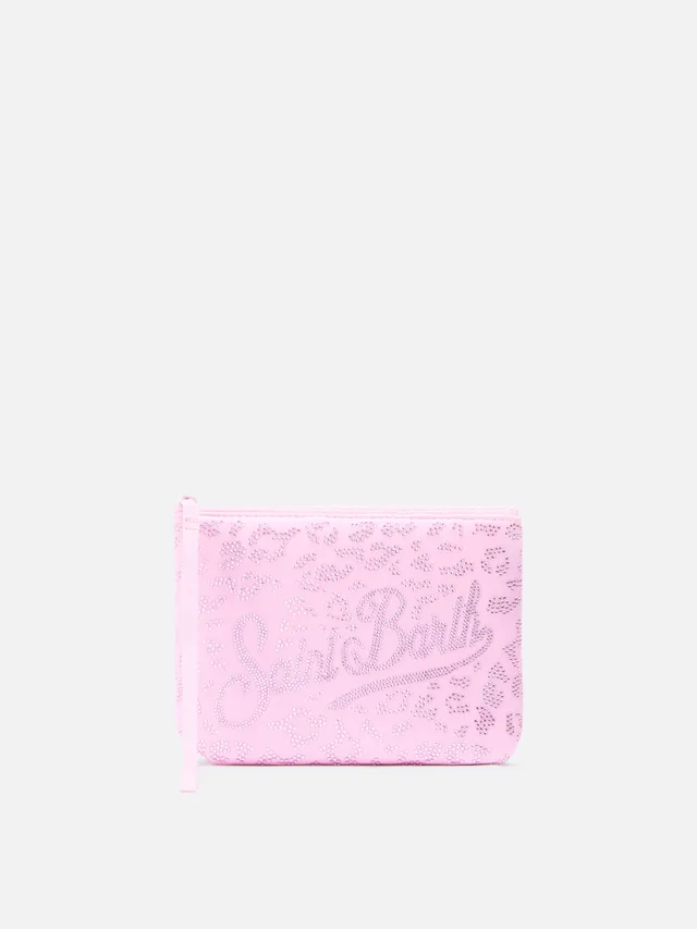 mc2-saint-barth-aline-pochette-scuba-leopardata-con-strass-rosa image 1