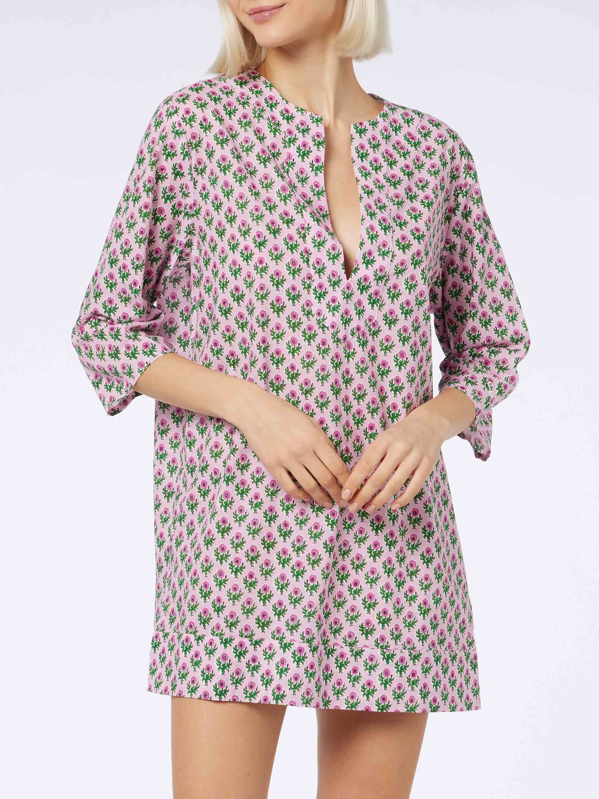 mc2-saint-barth-macha-abito-tunica-donna-cotone-rosa-floreale image 1