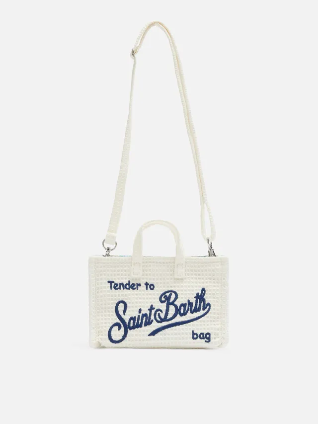 mc2-saint-barth-phone-bag-in-cotone-a-nido-d-ape-beige-con-chiusura-magnetica-e- image 1