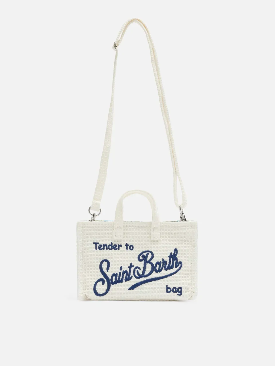 mc2-saint-barth-phone-bag-in-cotone-a-nido-d-ape-beige-con-chiusura-magnetica-e- image 1