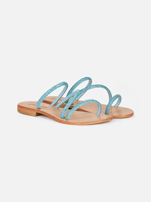 mc2-saint-barth-sandali-cora-flat-capri-strass-turchesi image 1