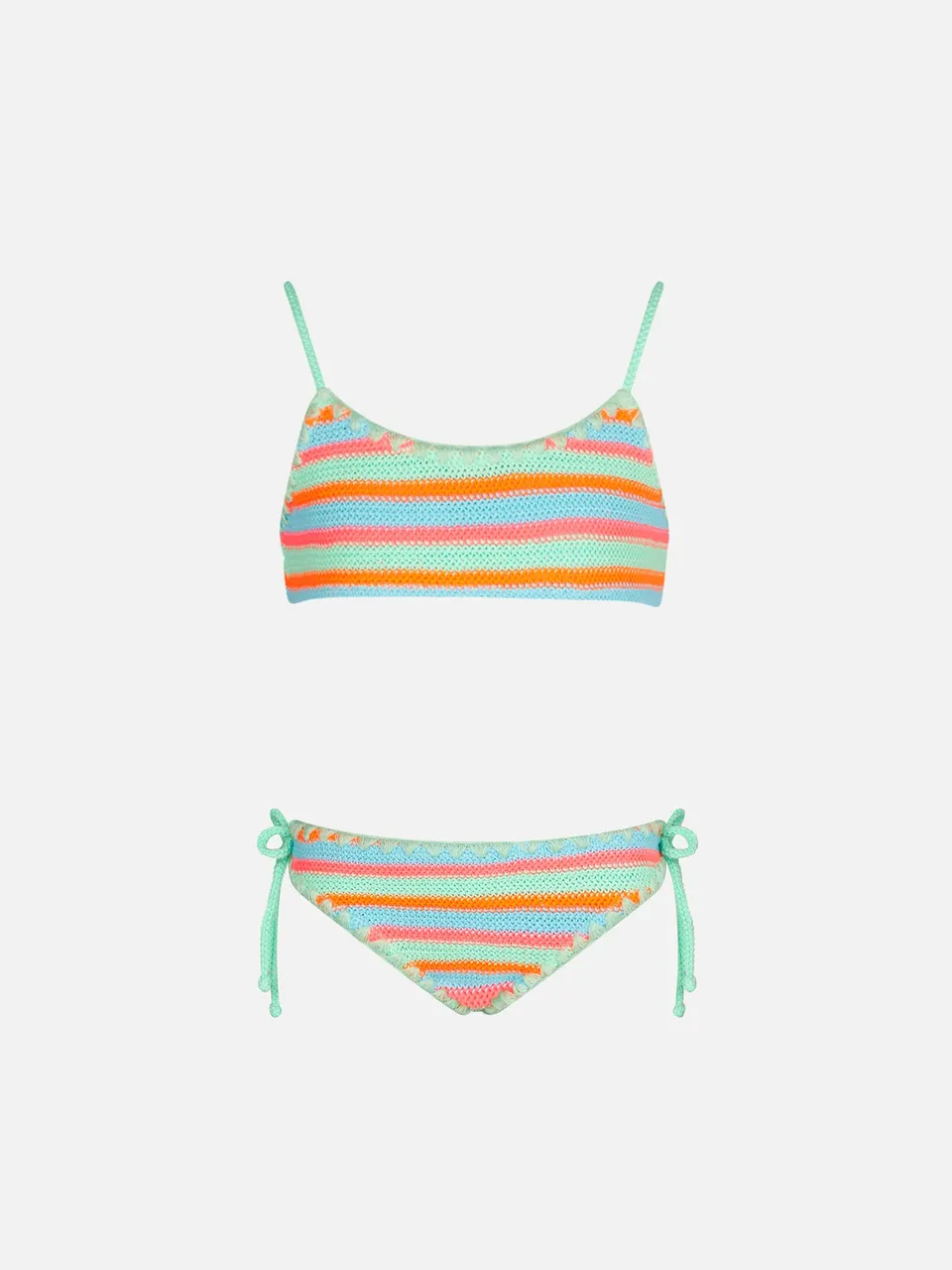 mc2-saint-barth-bikini-da-bambina-a-bralette-crochet-con-righe-multicolore image 1