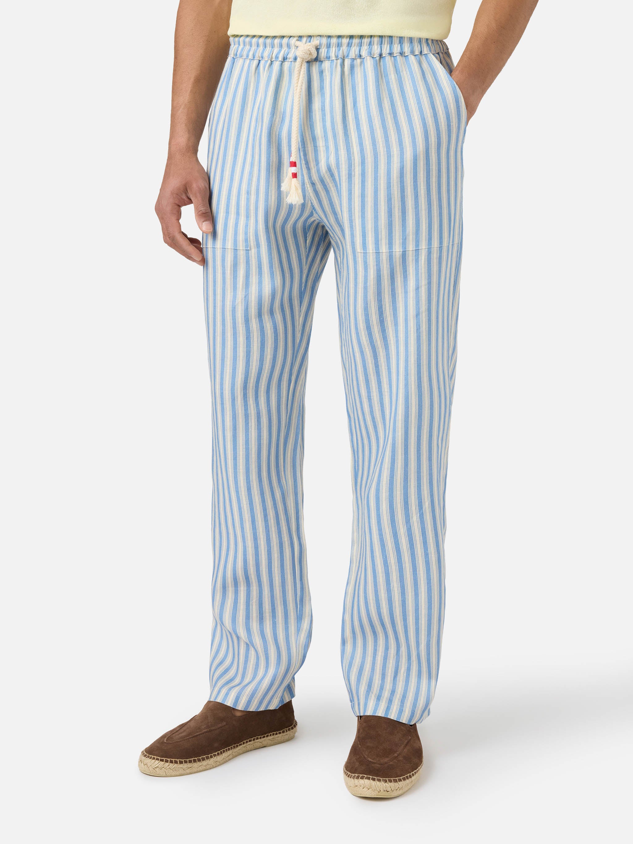 mc2-saint-barth-calais-pantalone-lungo-uomo-lino-righe-panna-azzurro image 1