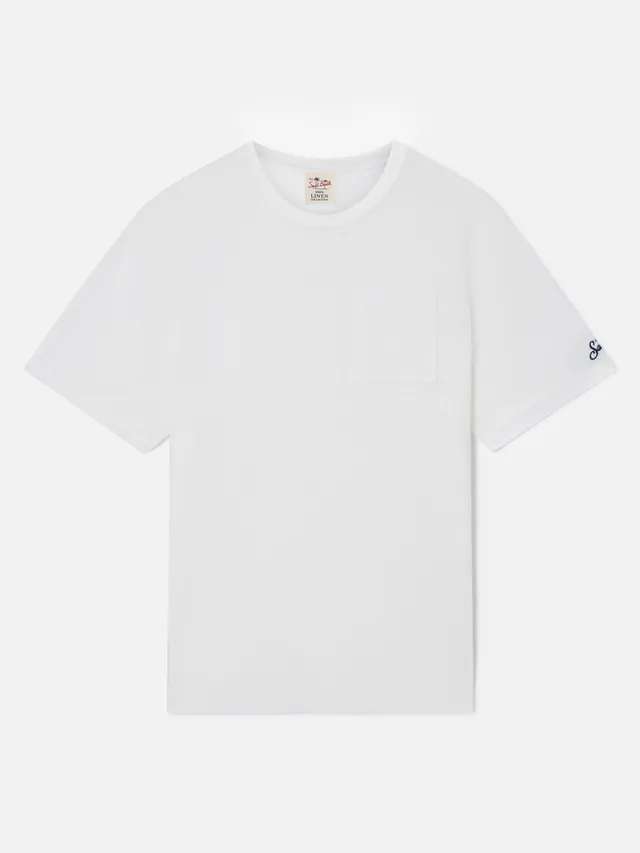 mc2-saint-barth-t-shirt-ecstasea-uomo-in-lino-jersey-panna-con-taschino image 1