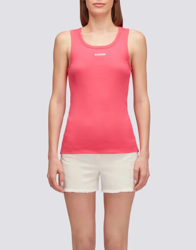 sundek-canotta-donna-a-costine-con-logo-ricamato-regular-fit image 1