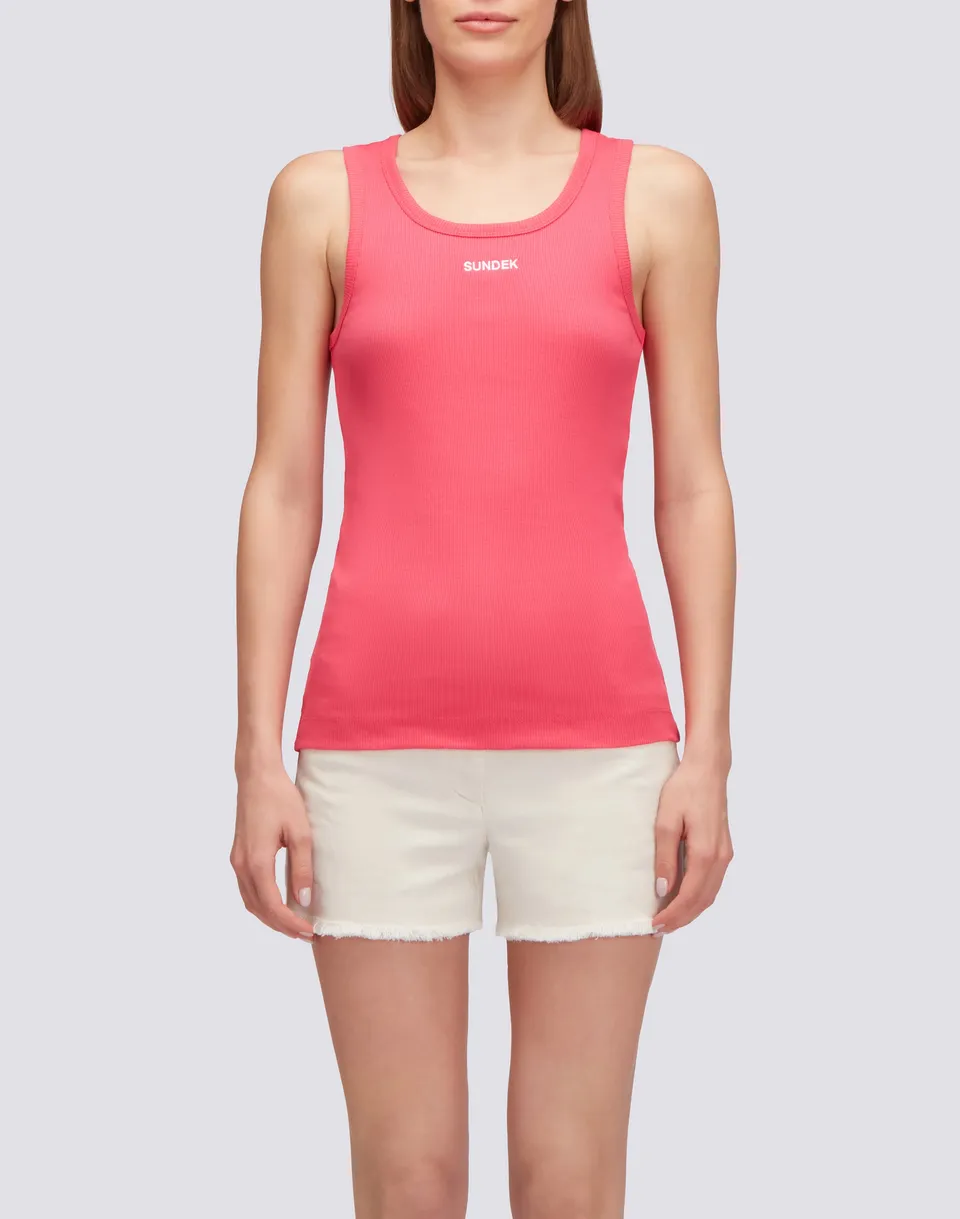 sundek-canotta-donna-a-costine-con-logo-ricamato-regular-fit image 1