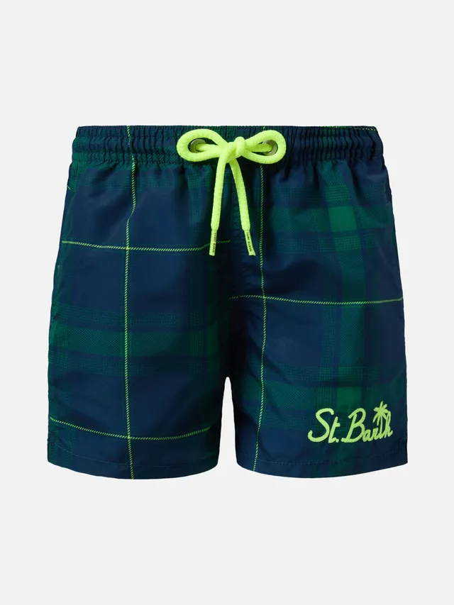mc2-saint-barth-jean-costume-mare-bambino-blu-stampa-tartan-media-lunghezza image 1