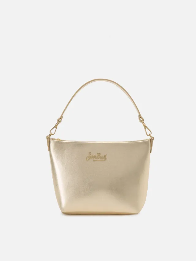 mc2-saint-barth-borsa-aline-oro-in-pelle-laminata-con-placchetta-logo image 1