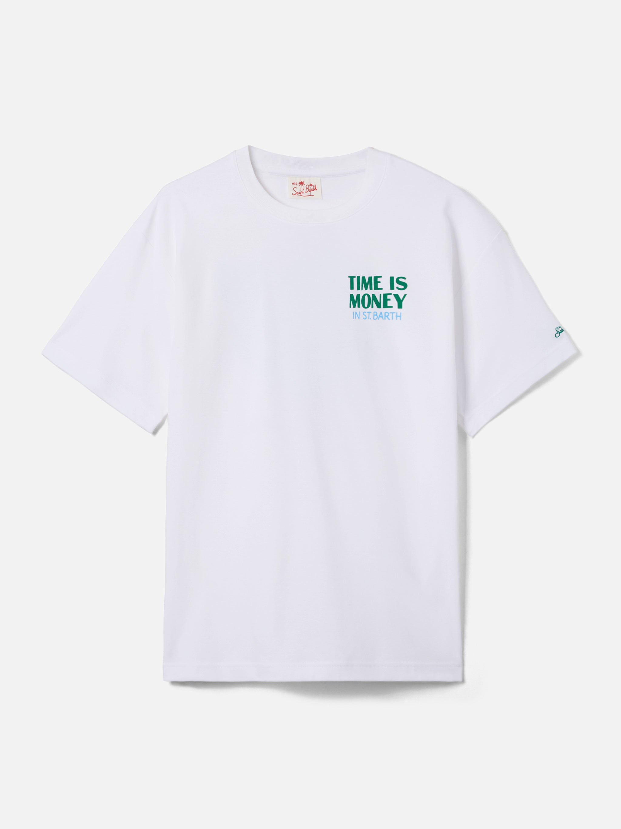 mc2-saint-barth-t-shirt-delmar-con-stampa-time-is-money-e-maxi-grafica-sul-retro image 5